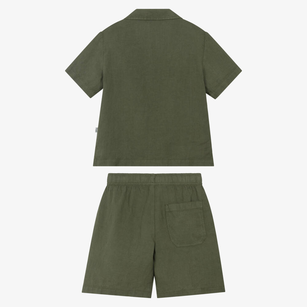 Il Gufo-Boys Green Linen Summer Ensemble | Childrensalon Outlet
