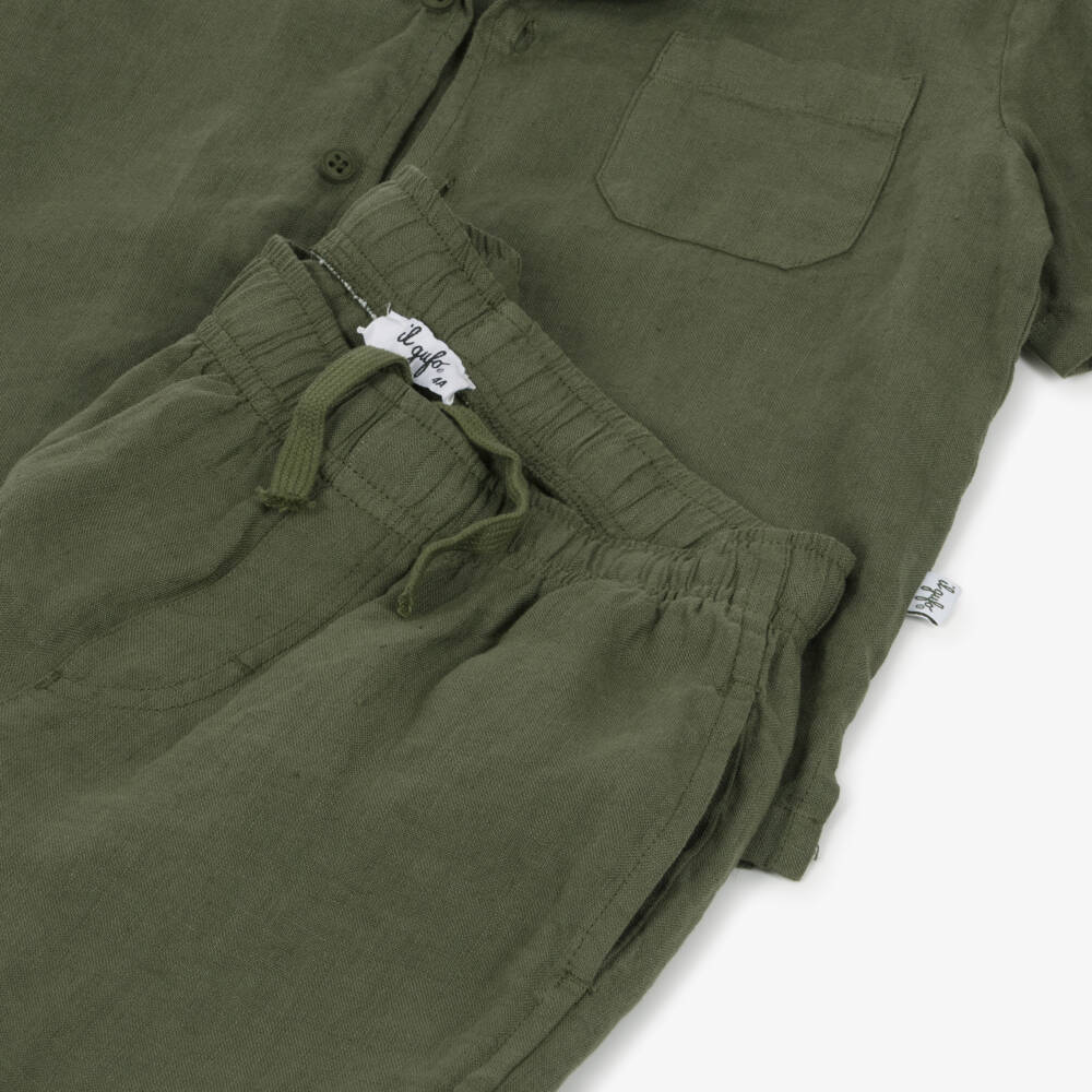 Il Gufo-Boys Green Linen Summer Ensemble | Childrensalon Outlet