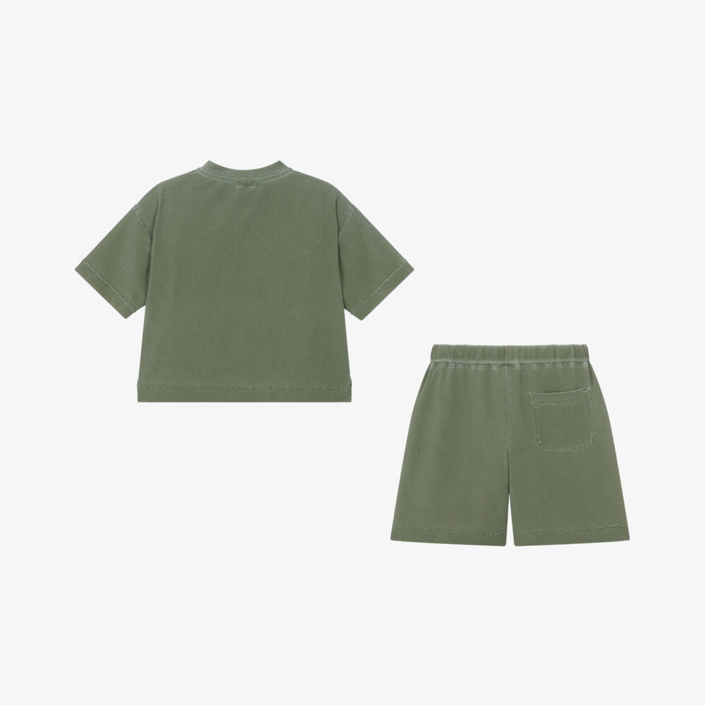Il Gufo-Boys Green Summer Shorts Ensemble | Childrensalon Outlet