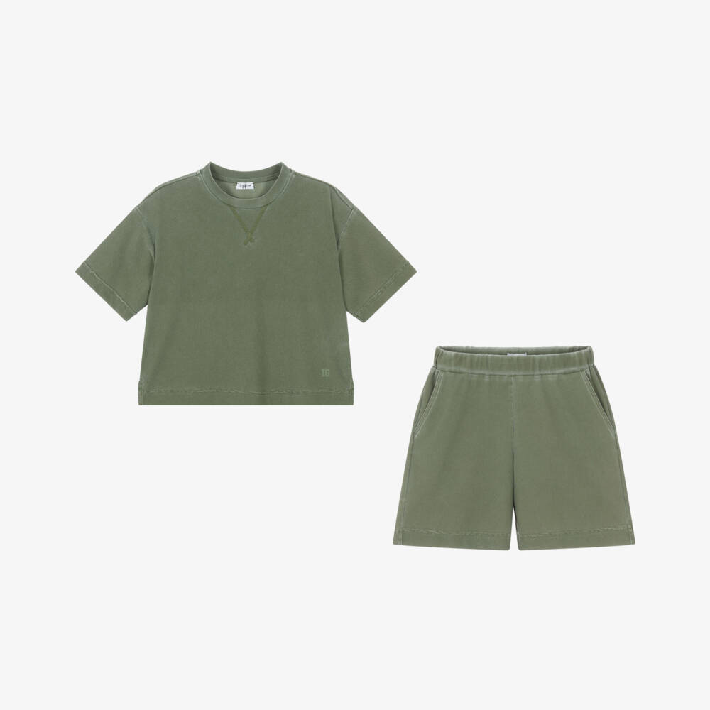Il Gufo-Boys Green Summer Shorts Ensemble | Childrensalon Outlet