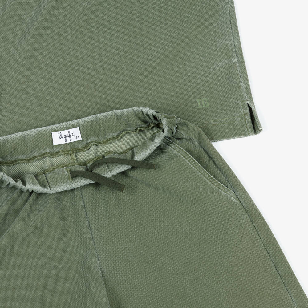 Il Gufo-Boys Green Summer Shorts Ensemble | Childrensalon Outlet