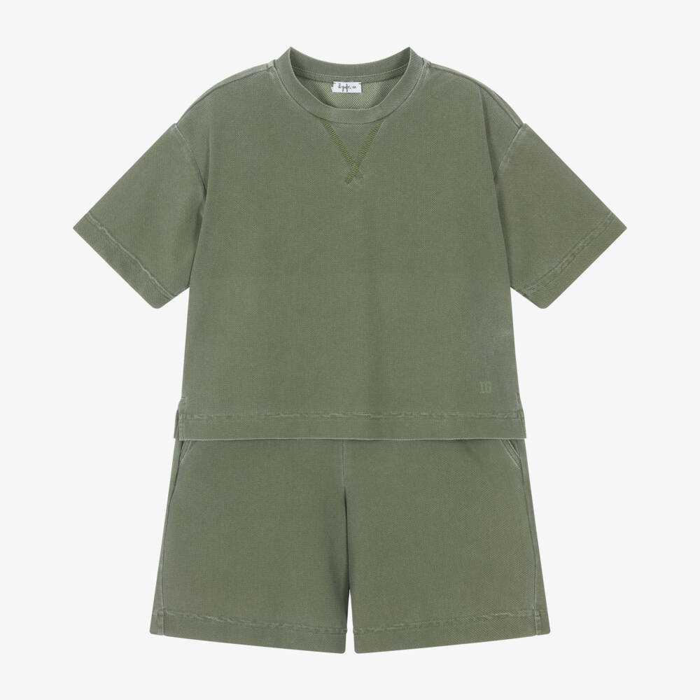Il Gufo-Boys Green Summer Shorts Ensemble | Childrensalon Outlet