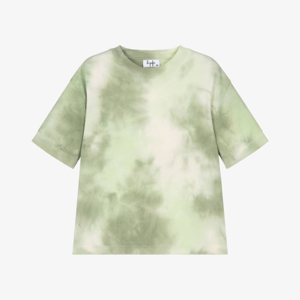Il Gufo-Boys Green Tie-Dye Cotton Pullover | Childrensalon Outlet