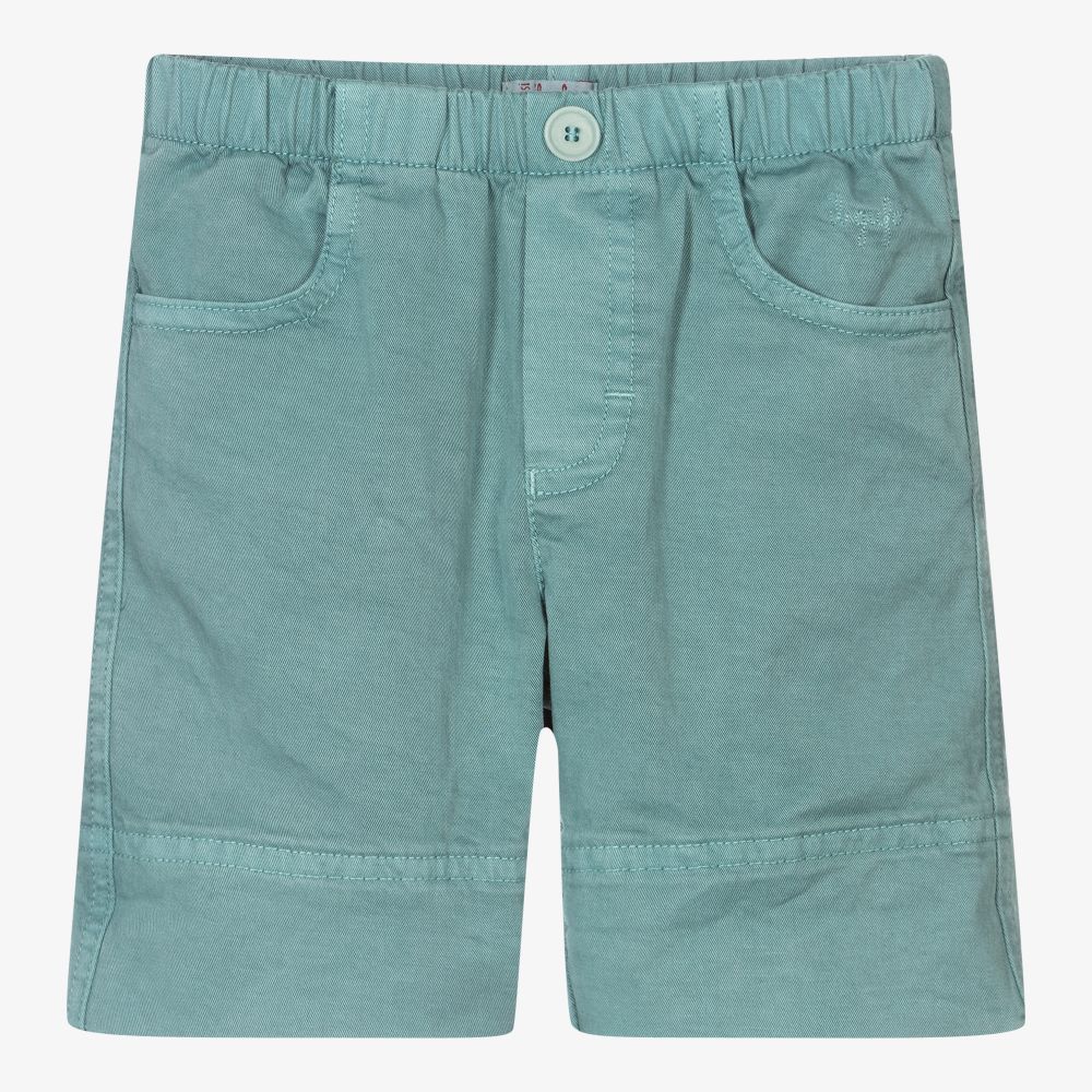 Il Gufo-Boys Green Twill Shorts | Childrensalon Outlet