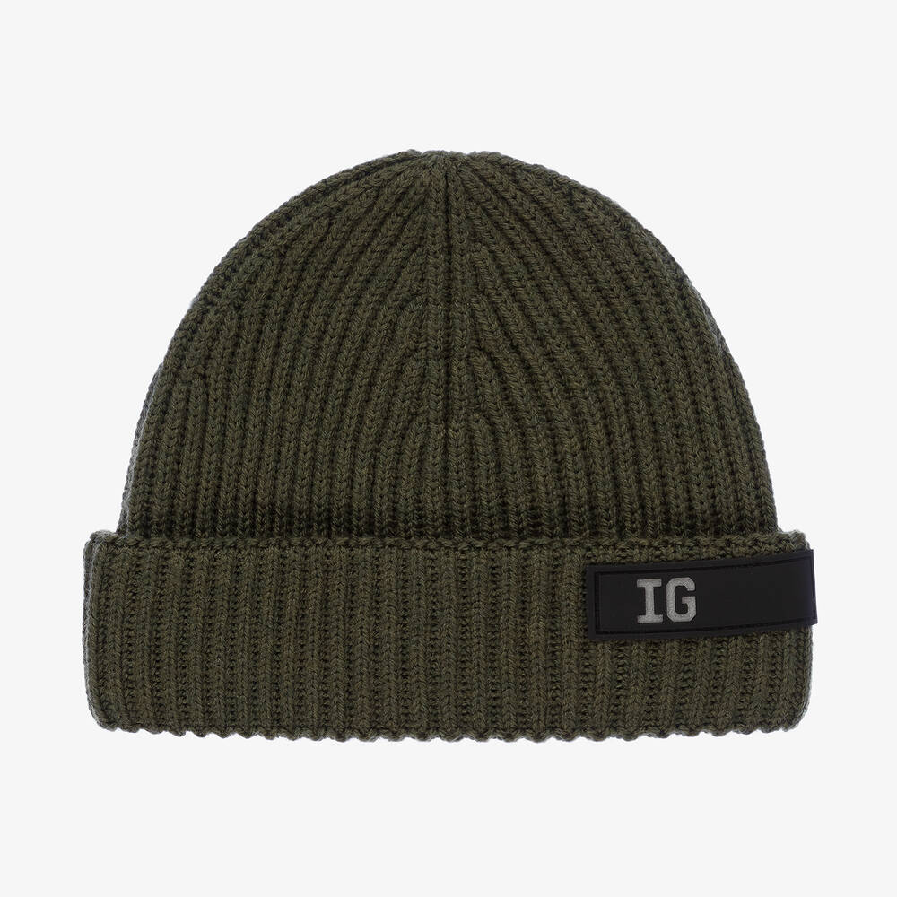 Il Gufo - Boys Green Wool Beanie Hat | Childrensalon