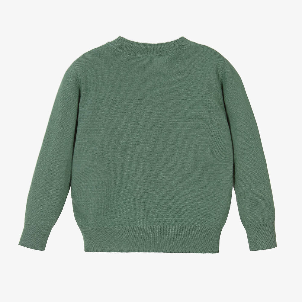 Il Gufo-بلوفر صوف مارينو محبوك لون أخضر للأولاد | Childrensalon Outlet