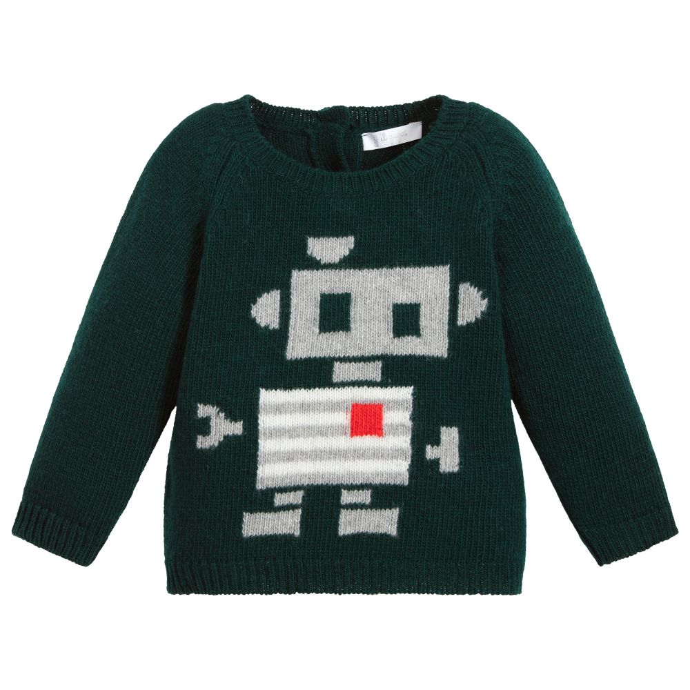 Il Gufo - Boys Green Wool Sweater | Childrensalon