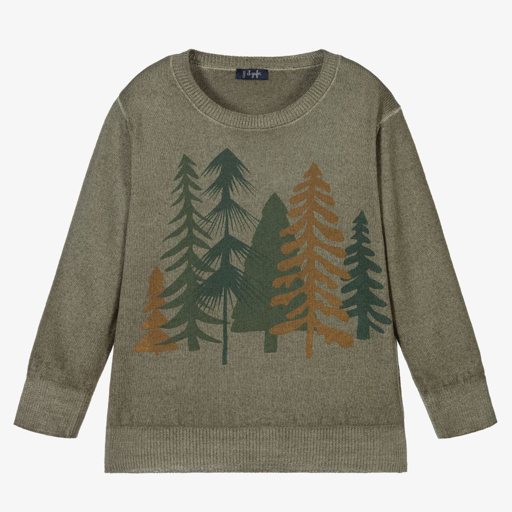 Il Gufo - Pull vert en laine Garçon | Childrensalon