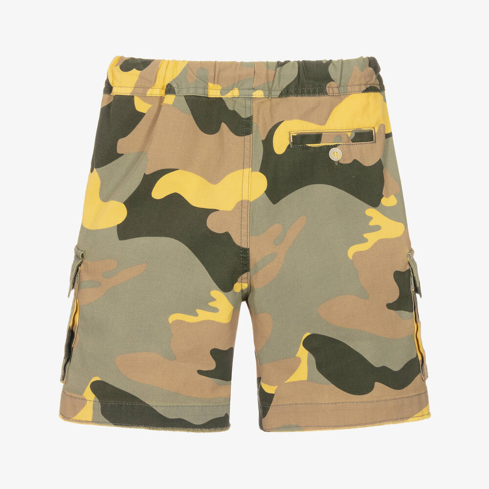 Il Gufo-Boys Green & Yellow Camouflage Shorts | Childrensalon Outlet