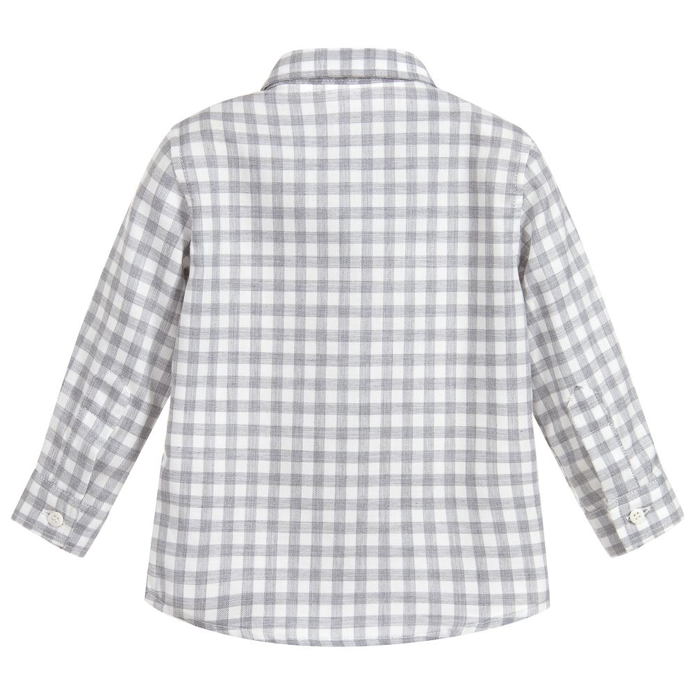 Il Gufo-Boys Grey Check Cotton Shirt | Childrensalon Outlet