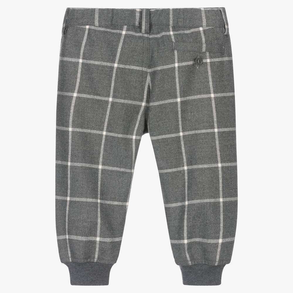 Il Gufo-بنطلون مزيج فيسكوز كاروهات لون رمادي | Childrensalon Outlet