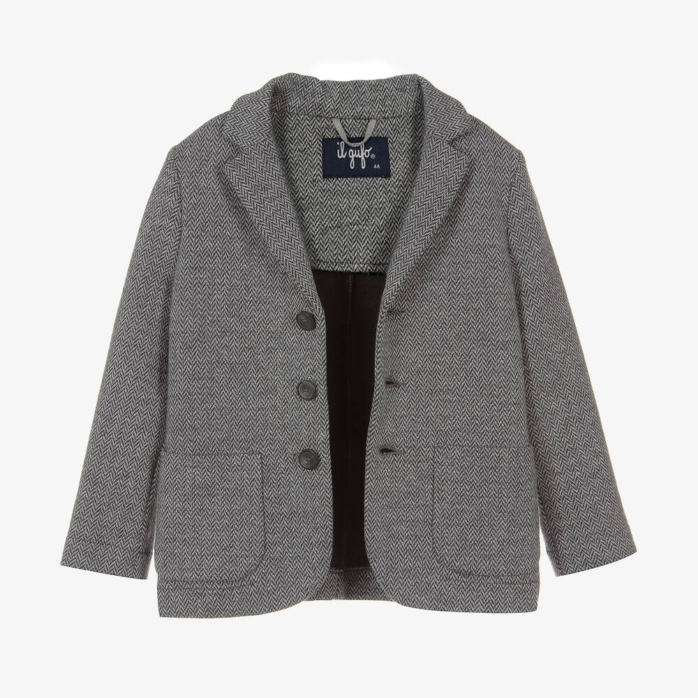 Il Gufo-Серый хлопковый блейзер в елочку | Childrensalon Outlet