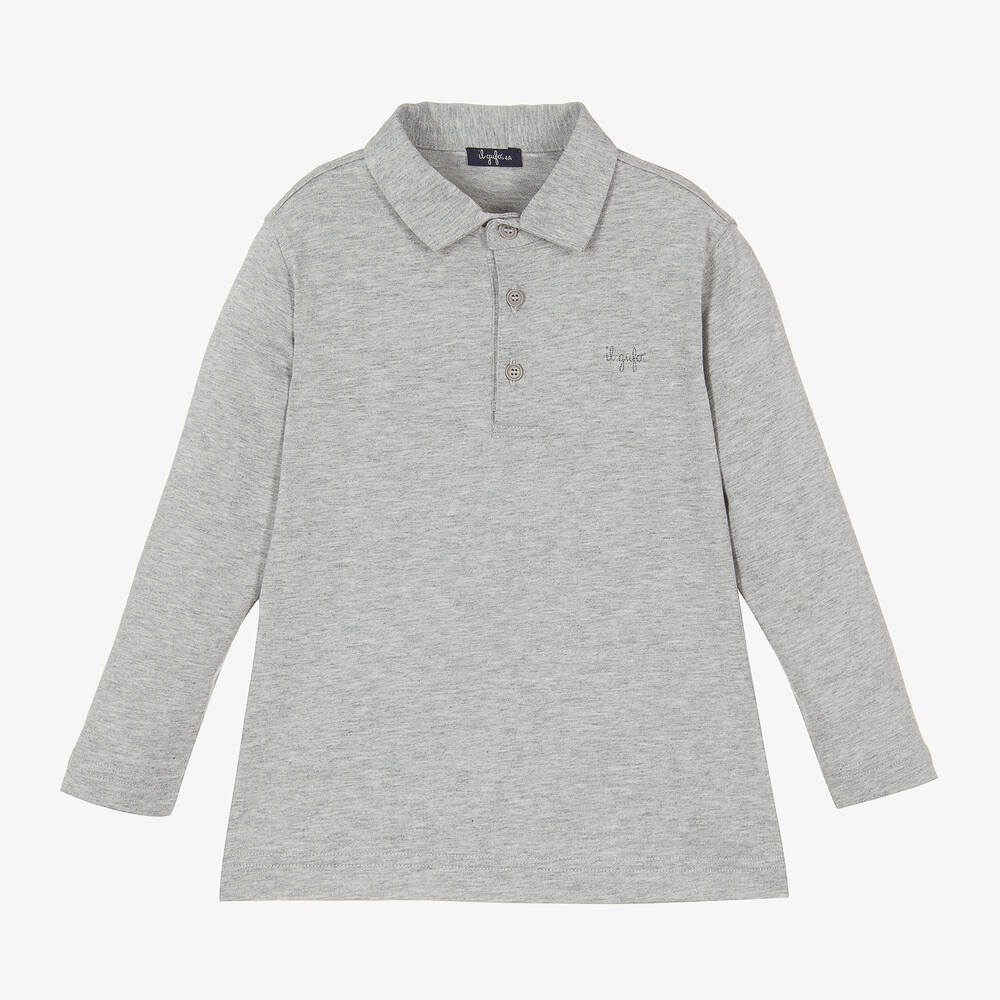 Il Gufo - Polo gris en jersey de coton garçon | Childrensalon