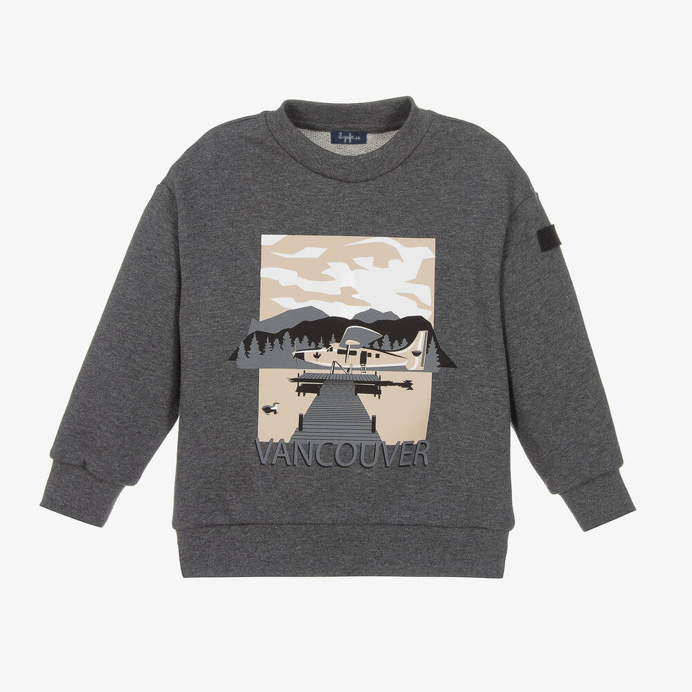 Il Gufo - Boys Grey Cotton Jersey Sweatshirt | Childrensalon