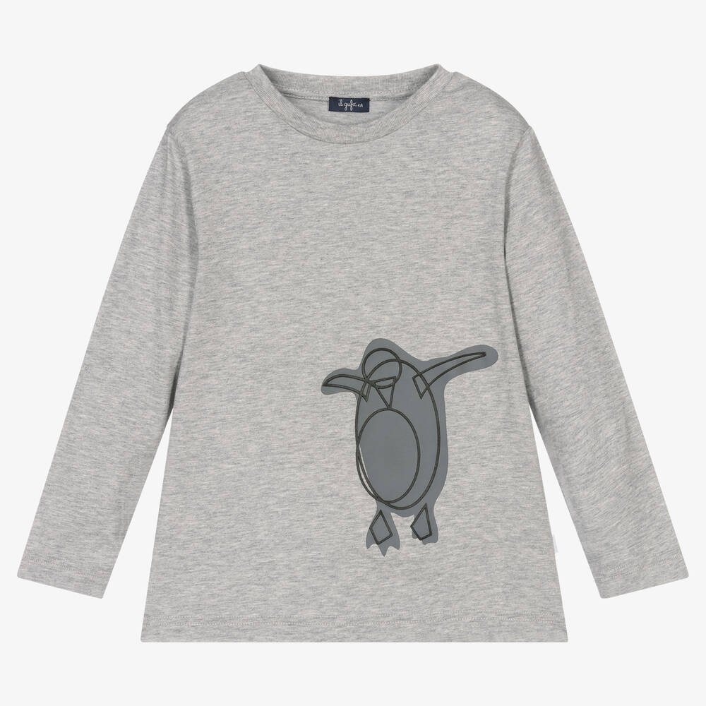Il Gufo - Haut gris en coton Pingouin Garçon | Childrensalon