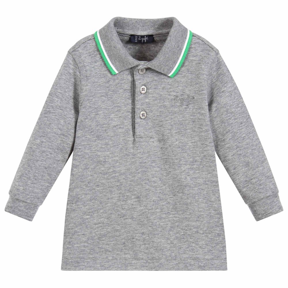 Il Gufo - Boys Grey Cotton Polo Shirt | Childrensalon