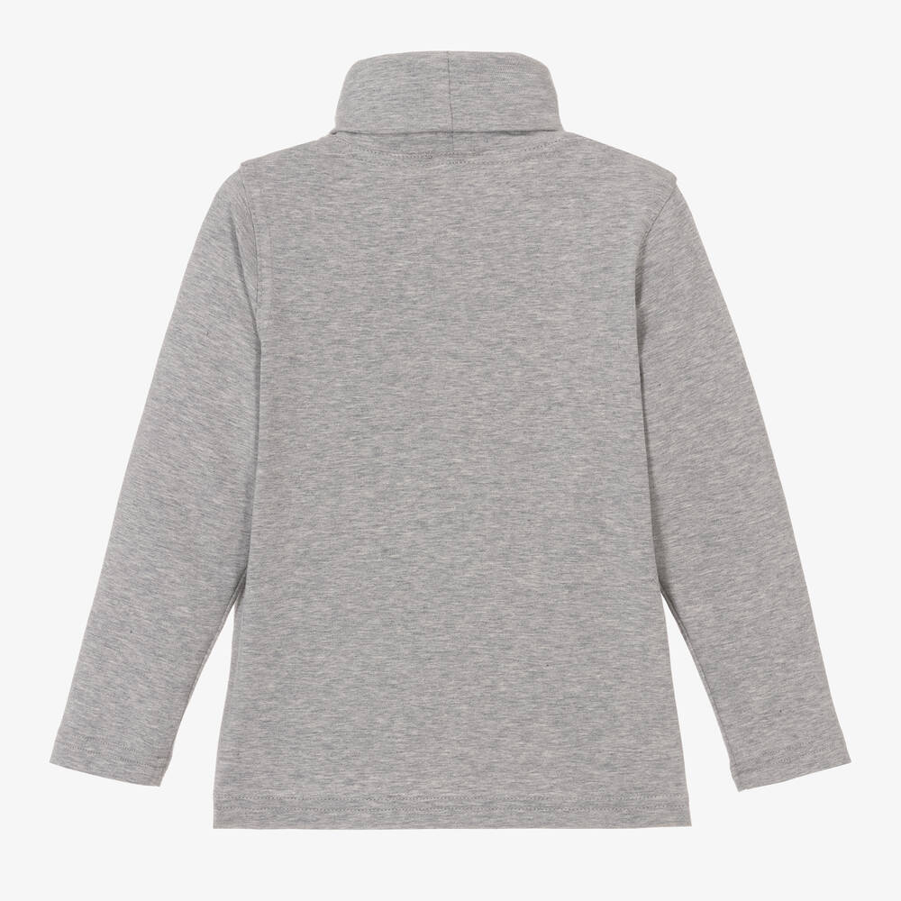 Il Gufo-توب بياقة عالية قطن جيرسي لون رمادي للأولاد | Childrensalon Outlet