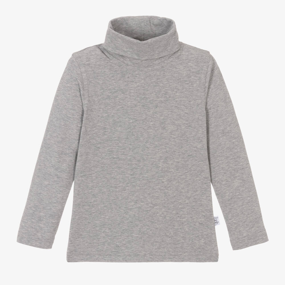 Il Gufo - Grauer Baumwoll-Rollkragenpullover | Childrensalon