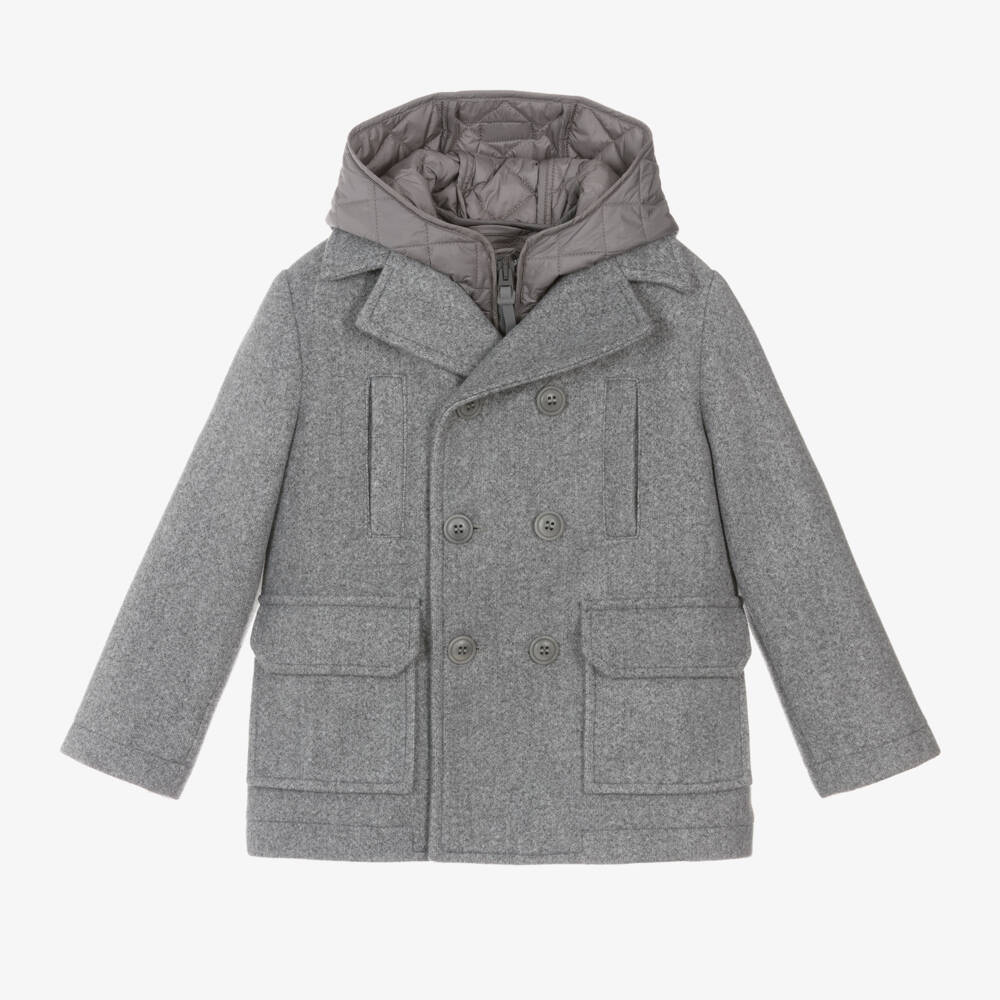 Il Gufo-Cерое фетровое пальто 2-в-1 для мальчиков | Childrensalon Outlet