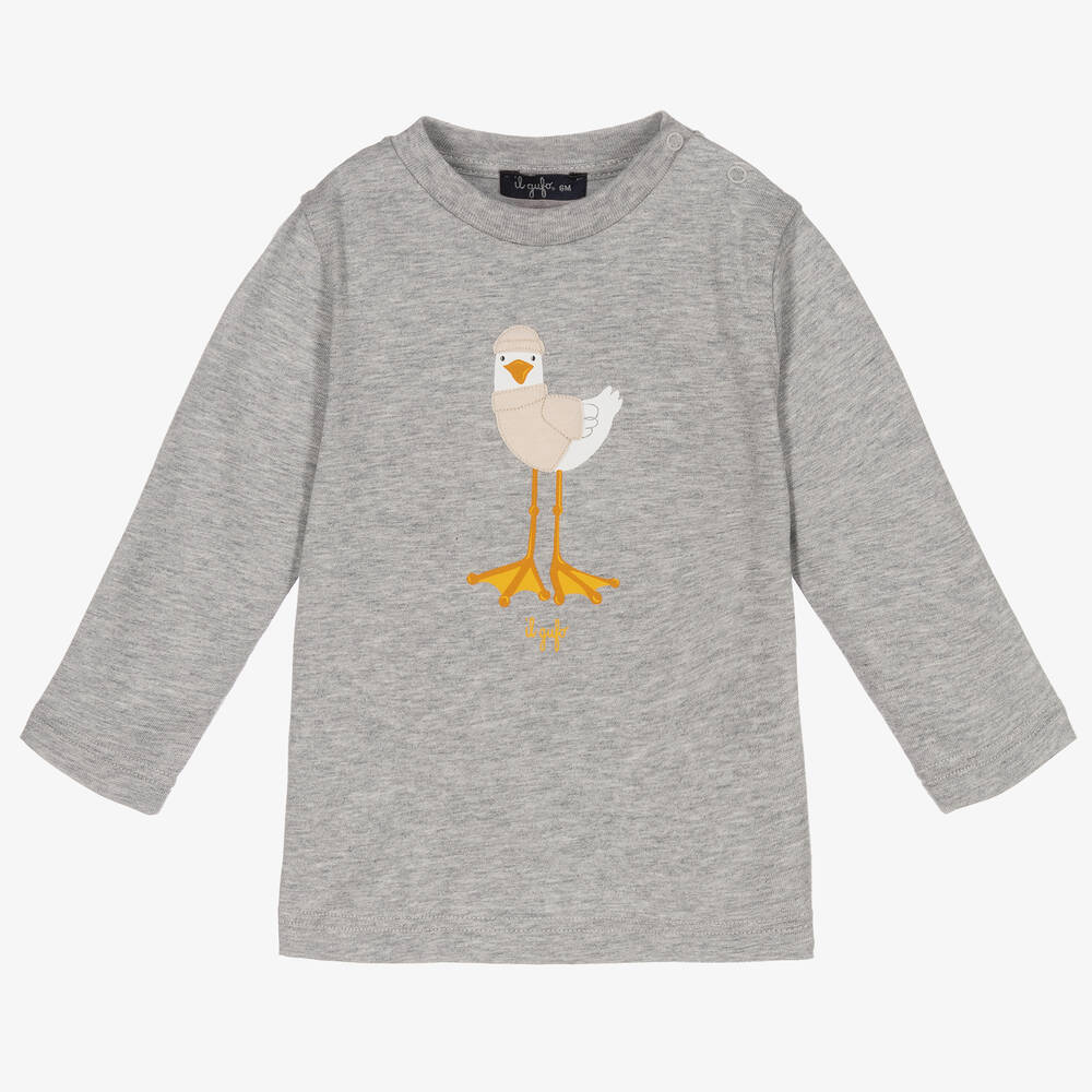 Il Gufo - Boys Grey Gull Cotton Top | Childrensalon
