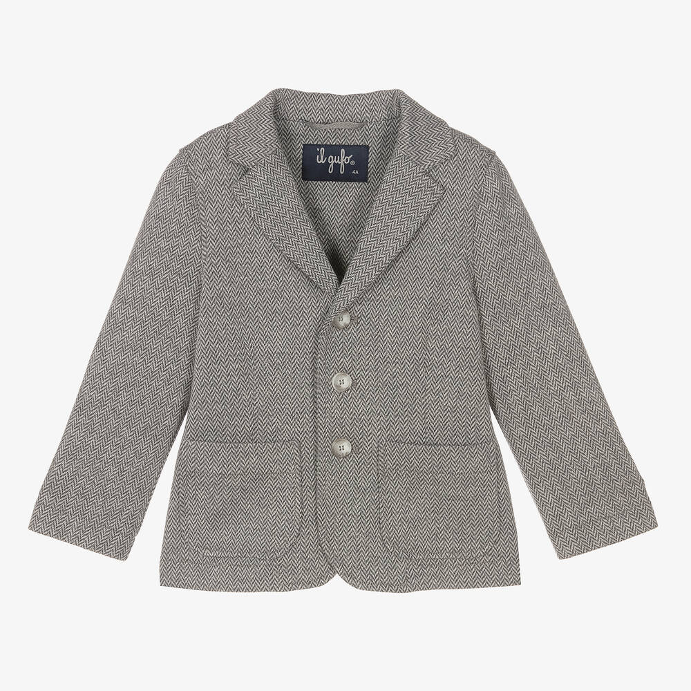 Il Gufo - Grauer Blazer mit Fischgrätmuster (J) | Childrensalon