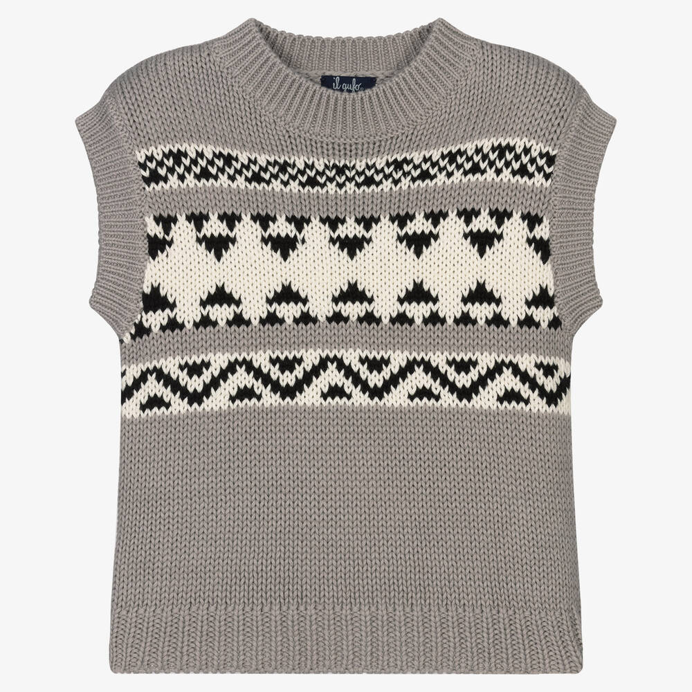 Il Gufo - Boys Grey Knitted Slipover | Childrensalon