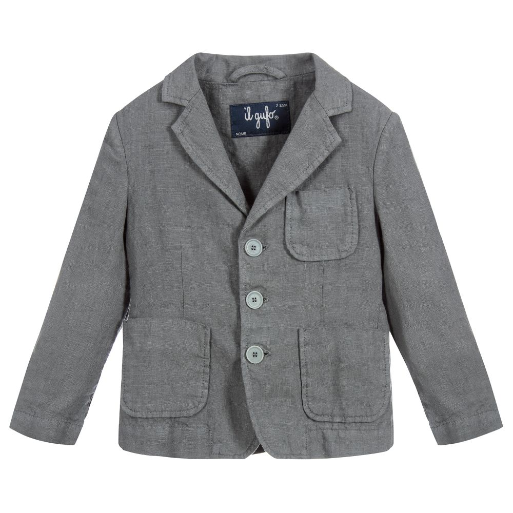 Il Gufo-Boys Grey Linen Blazer | Childrensalon Outlet