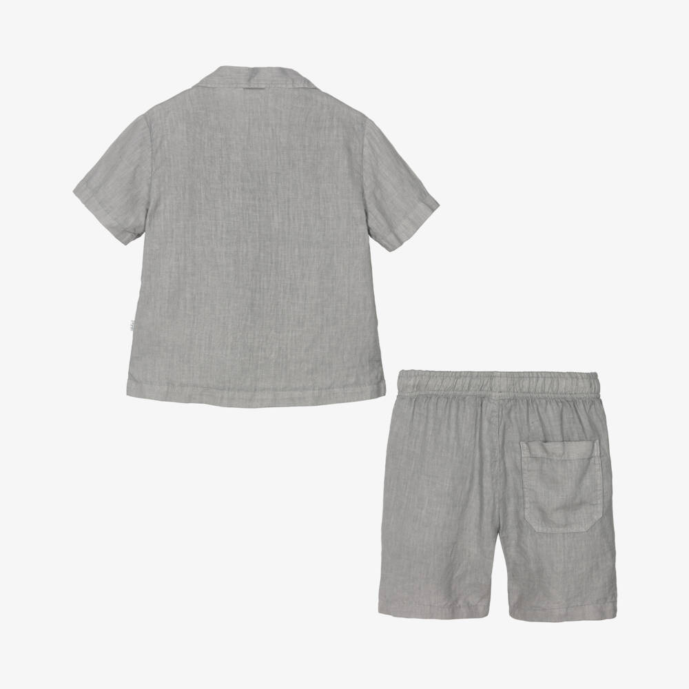 Il Gufo-Boys Grey Linen Ensemble | Childrensalon Outlet