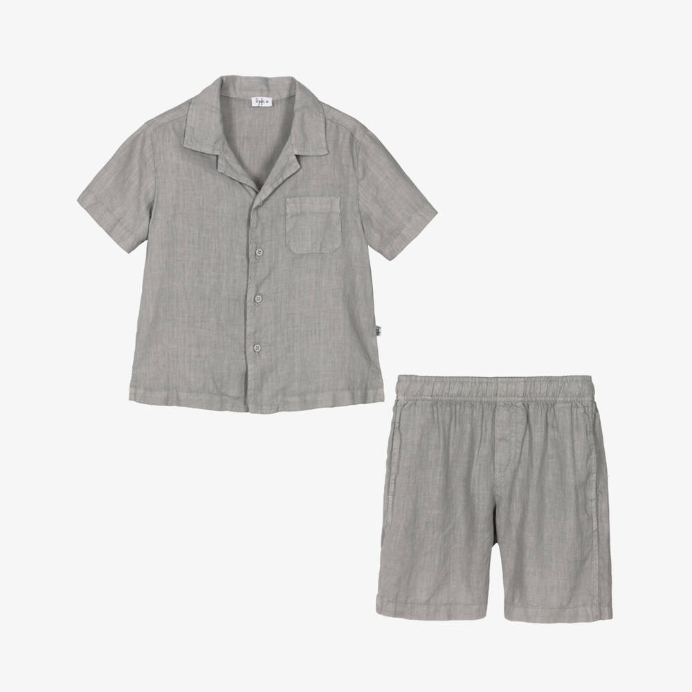 Il Gufo-Boys Grey Linen Ensemble | Childrensalon Outlet