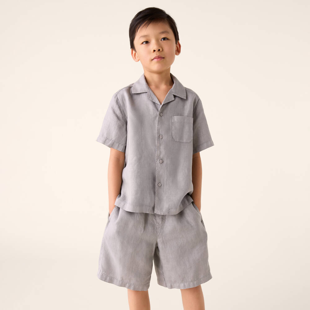 Il Gufo-Boys Grey Linen Ensemble | Childrensalon Outlet
