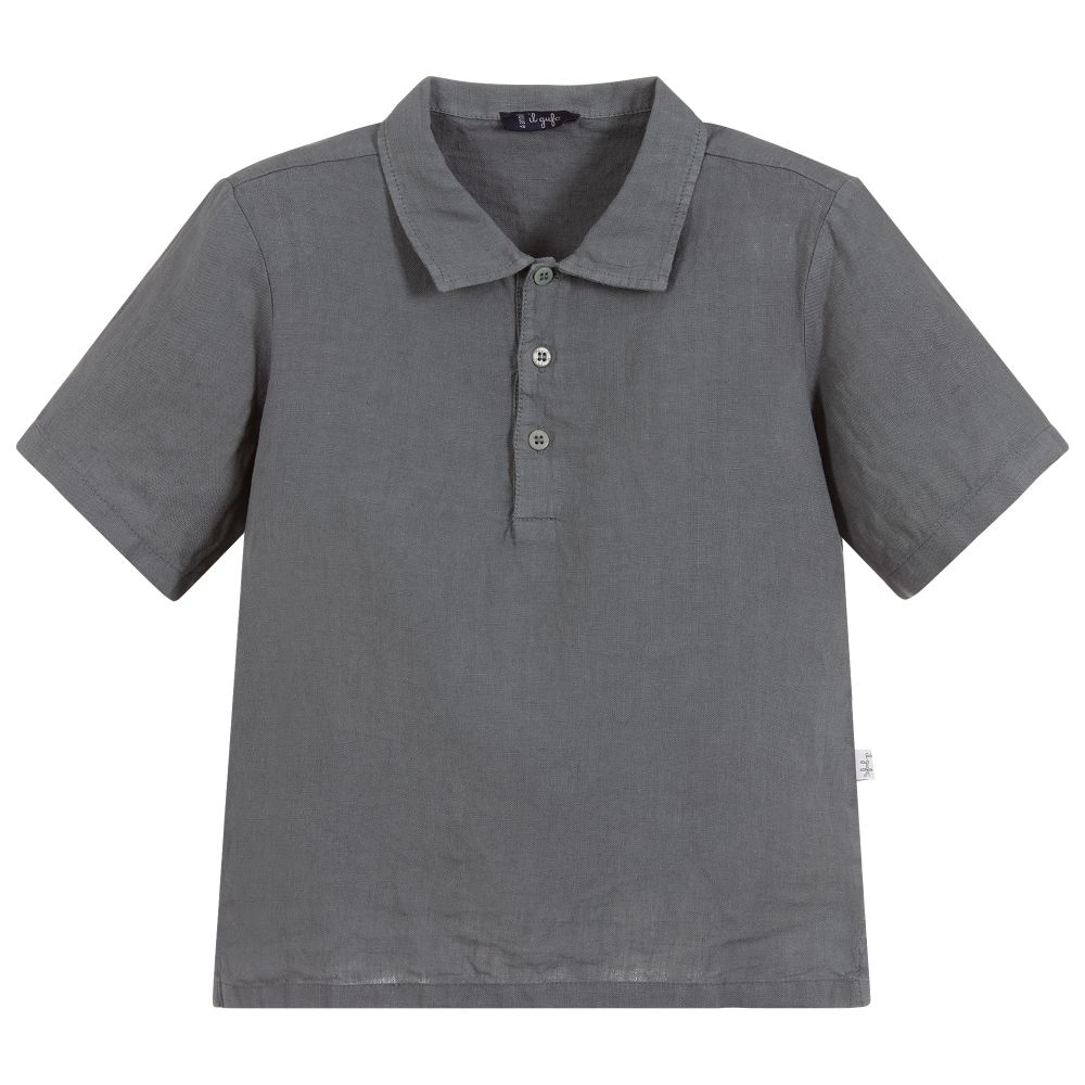 Il Gufo - Boys Grey Linen Shirt | Childrensalon
