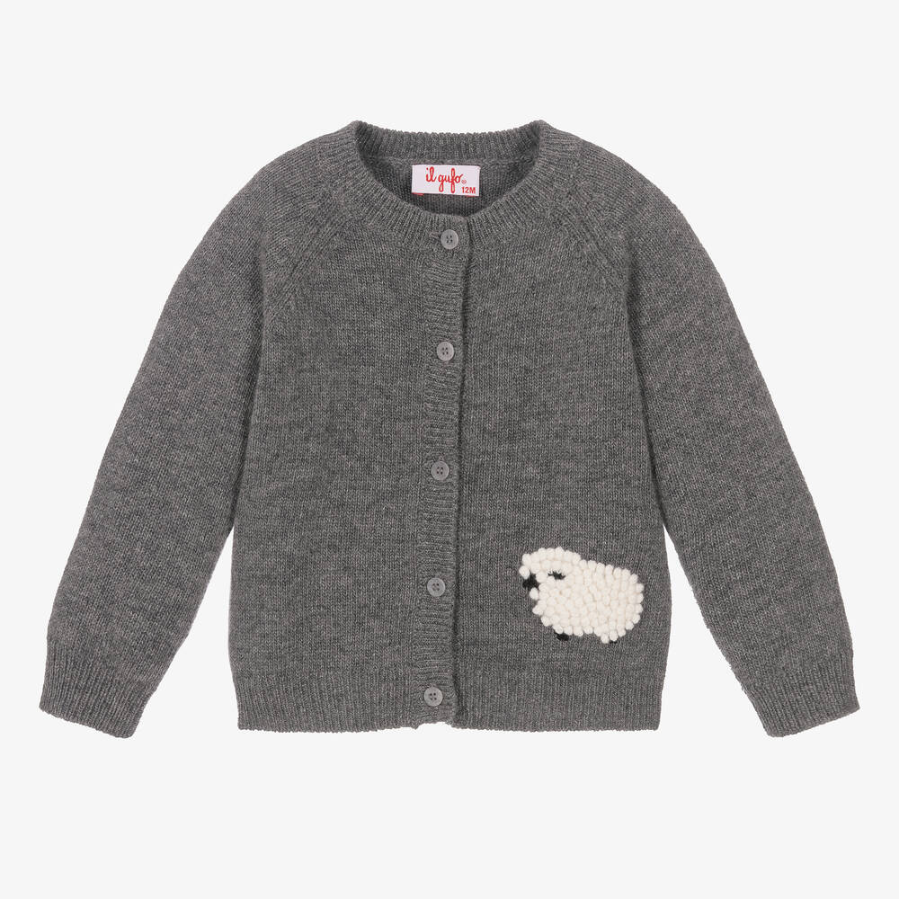 Il Gufo - Graue Merinowoll-Strickjacke (J) | Childrensalon