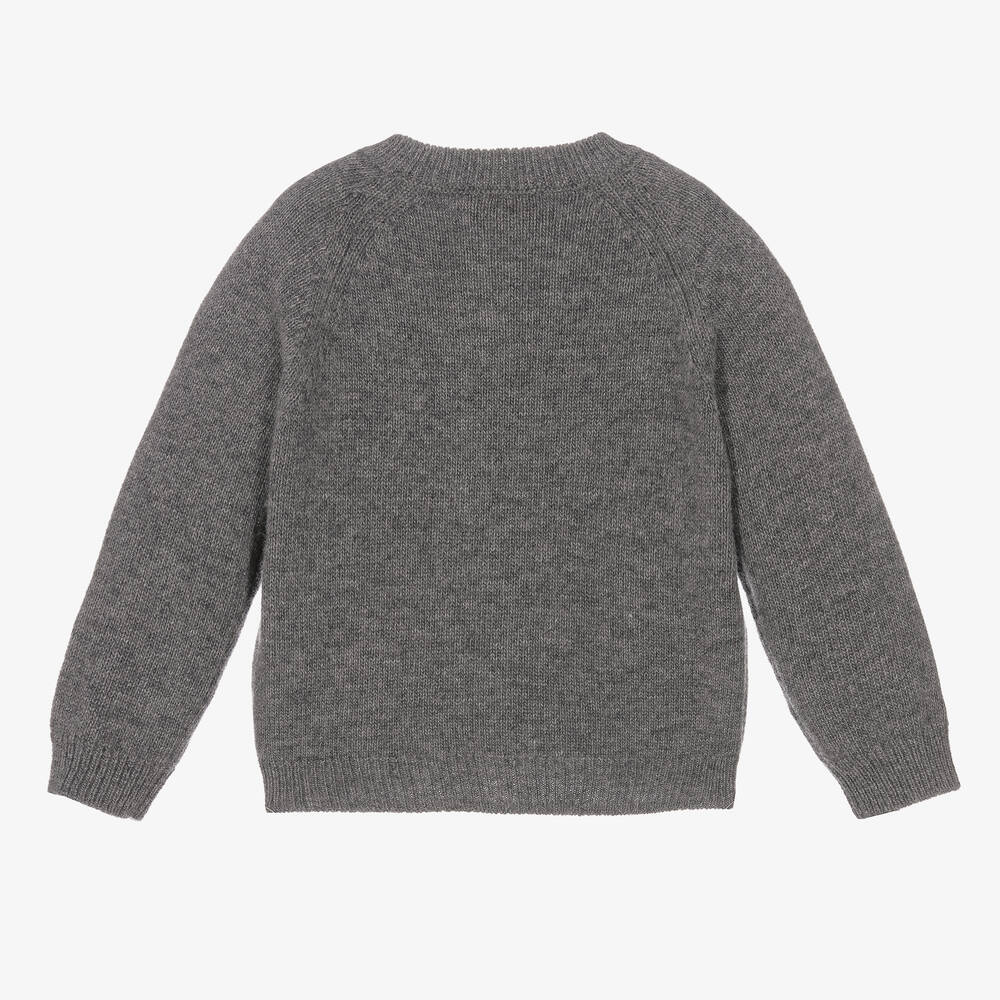 إيل غوفو-كارديغان أطفال ولادي صوف مارينو لون رمادي | Childrensalon Outlet