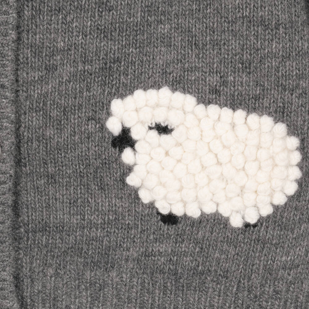 إيل غوفو-كارديغان أطفال ولادي صوف مارينو لون رمادي | Childrensalon Outlet