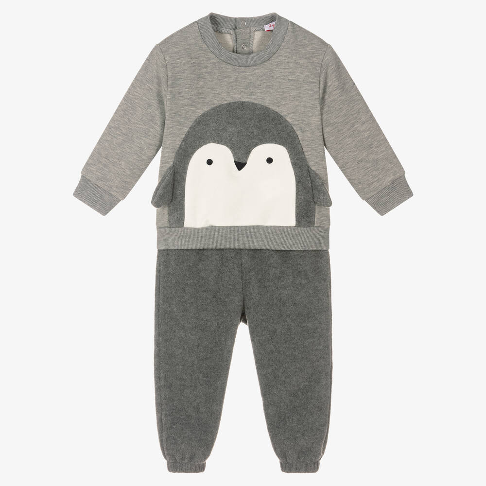 Il Gufo - Boys Grey Penguin Tracksuit | Childrensalon