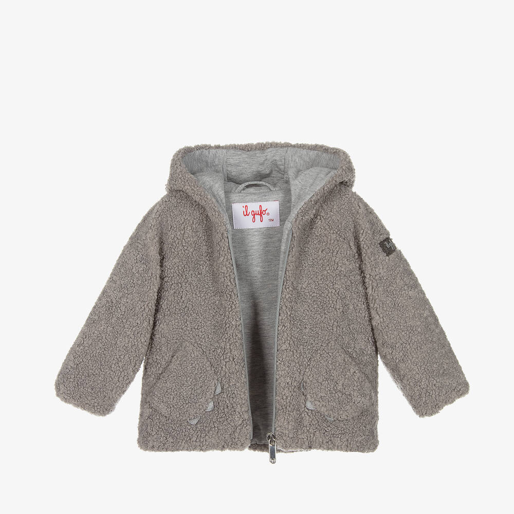 Il Gufo-Boys Grey Teddy Fleece Jacket | Childrensalon Outlet