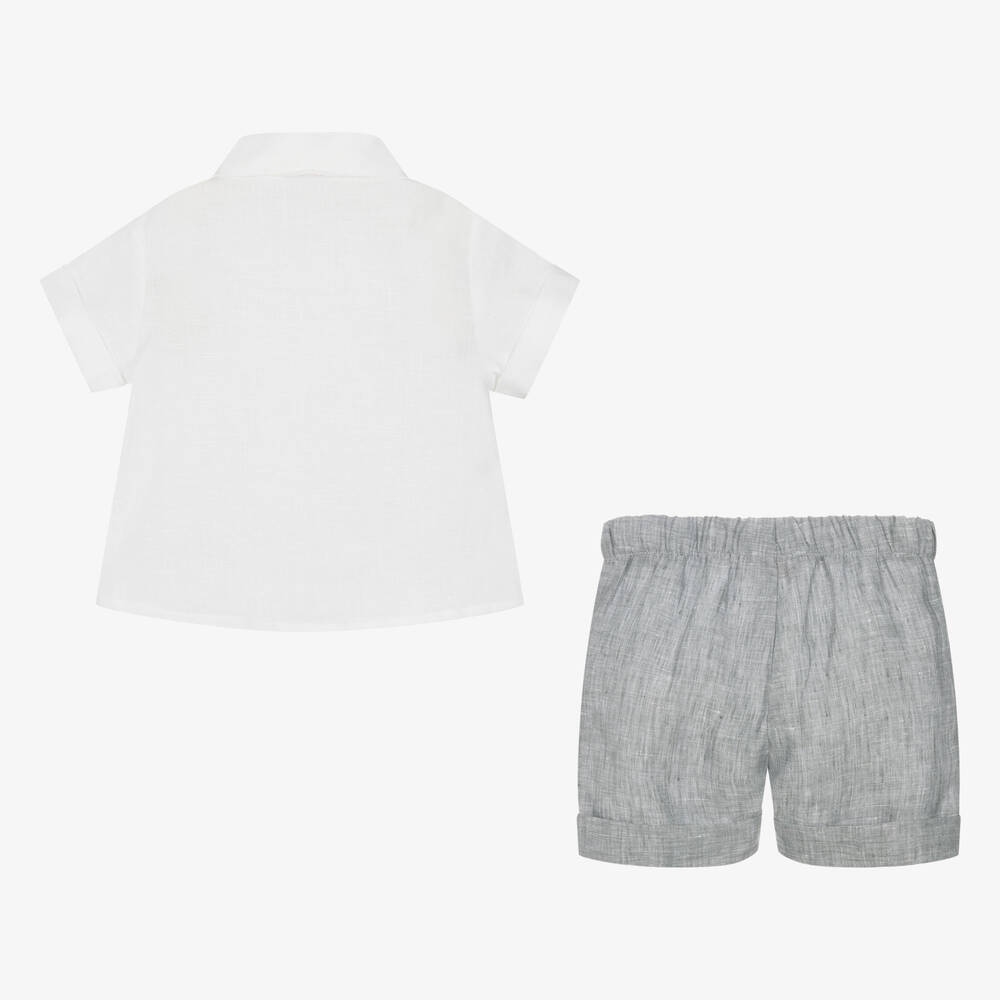 Boys white linen shorts top