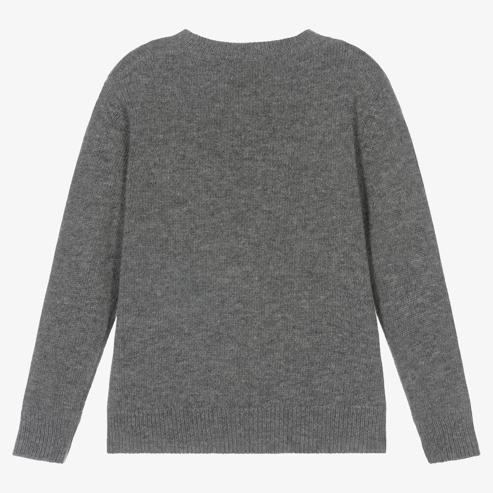 Il Gufo-Серый шерстяной свитер с пингвином | Childrensalon Outlet