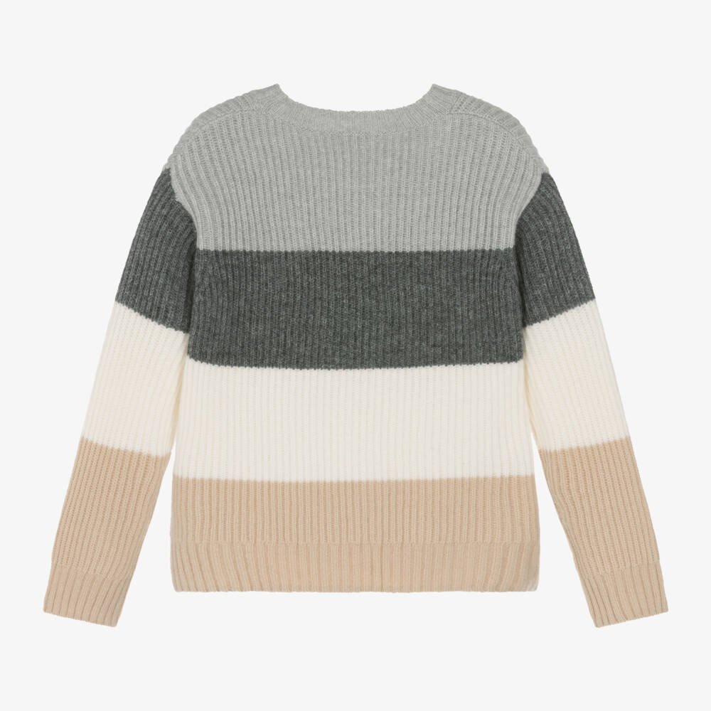 Il Gufo-بلوفر صوف مقلم لون رمادي للأولاد | Childrensalon Outlet