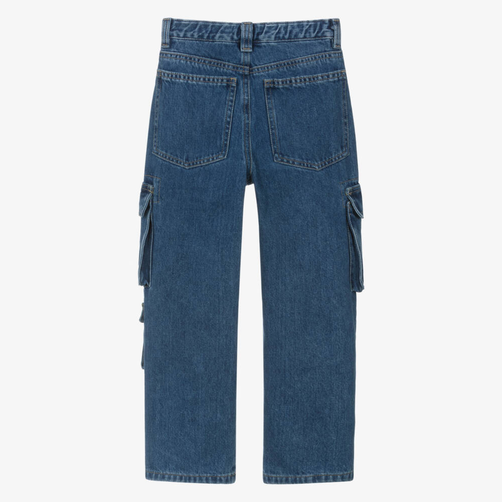 Il Gufo-Boys Indigo Cotton Cargo Trousers | Childrensalon Outlet