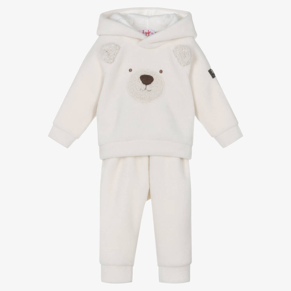 Il Gufo - Bär-Fleece-Trainingsanzug Elfenbein | Childrensalon
