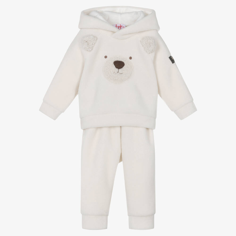 Il Gufo - Boys Ivory Bear Fleece Tracksuit | Childrensalon