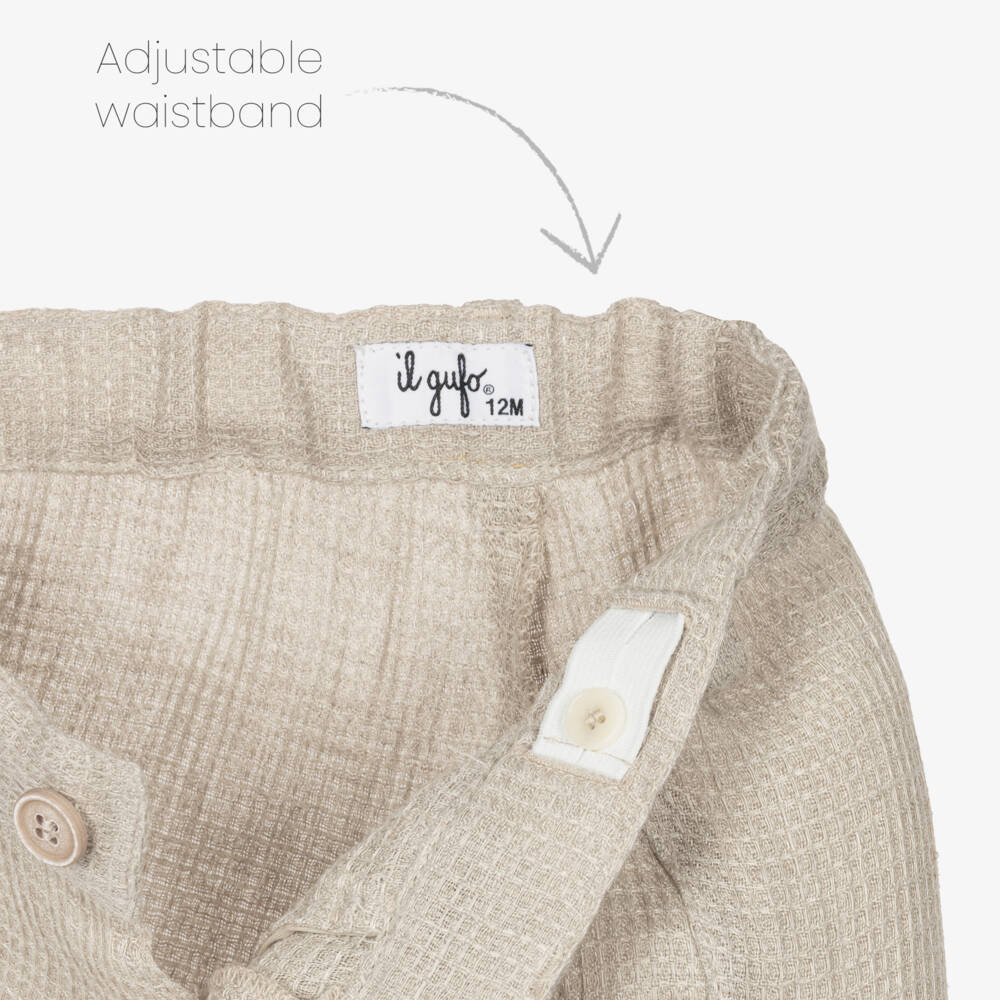 Il Gufo-Льняной комплект кремовый и бежевый для мальчиков | Childrensalon Outlet