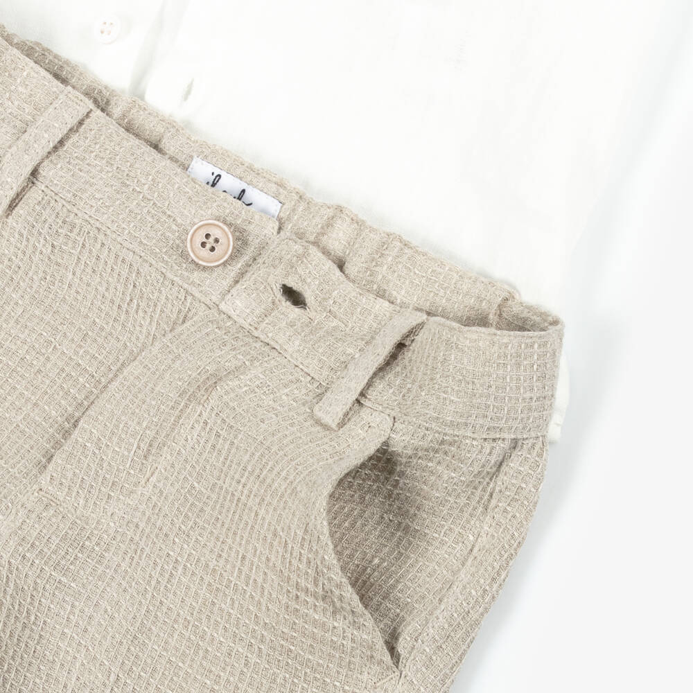 Il Gufo-Льняной комплект кремовый и бежевый для мальчиков | Childrensalon Outlet