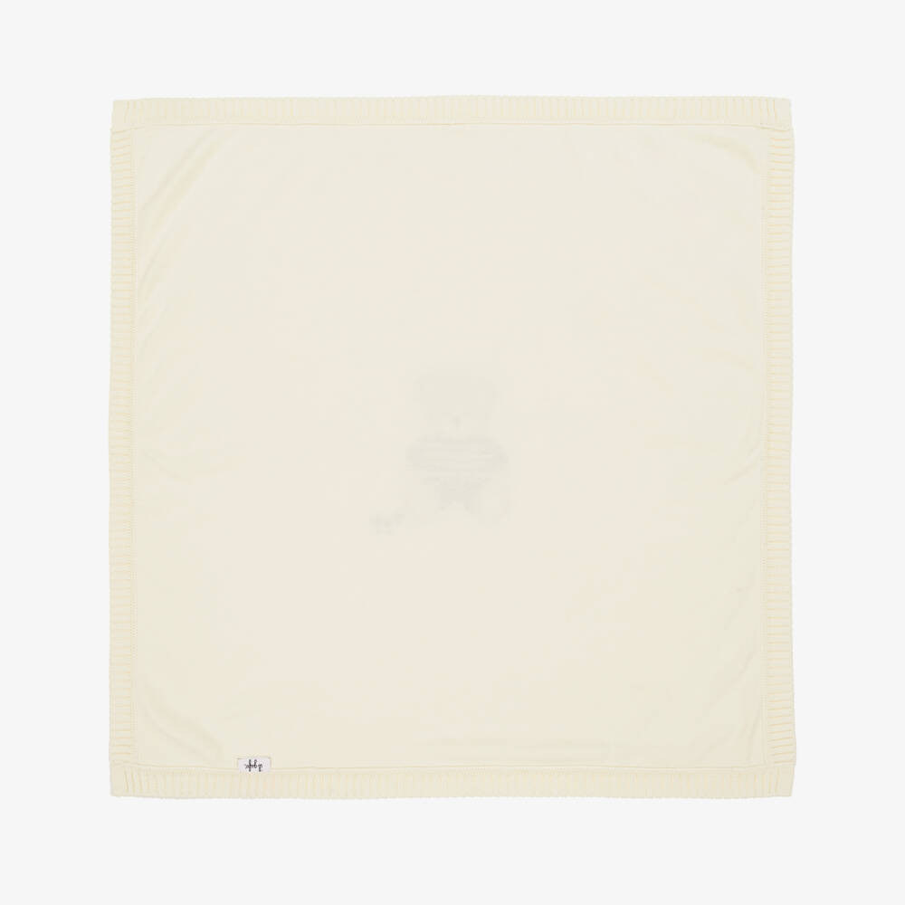 Il Gufo-Boys' Ivory & Blue Bear Knit Blanket | Childrensalon Outlet