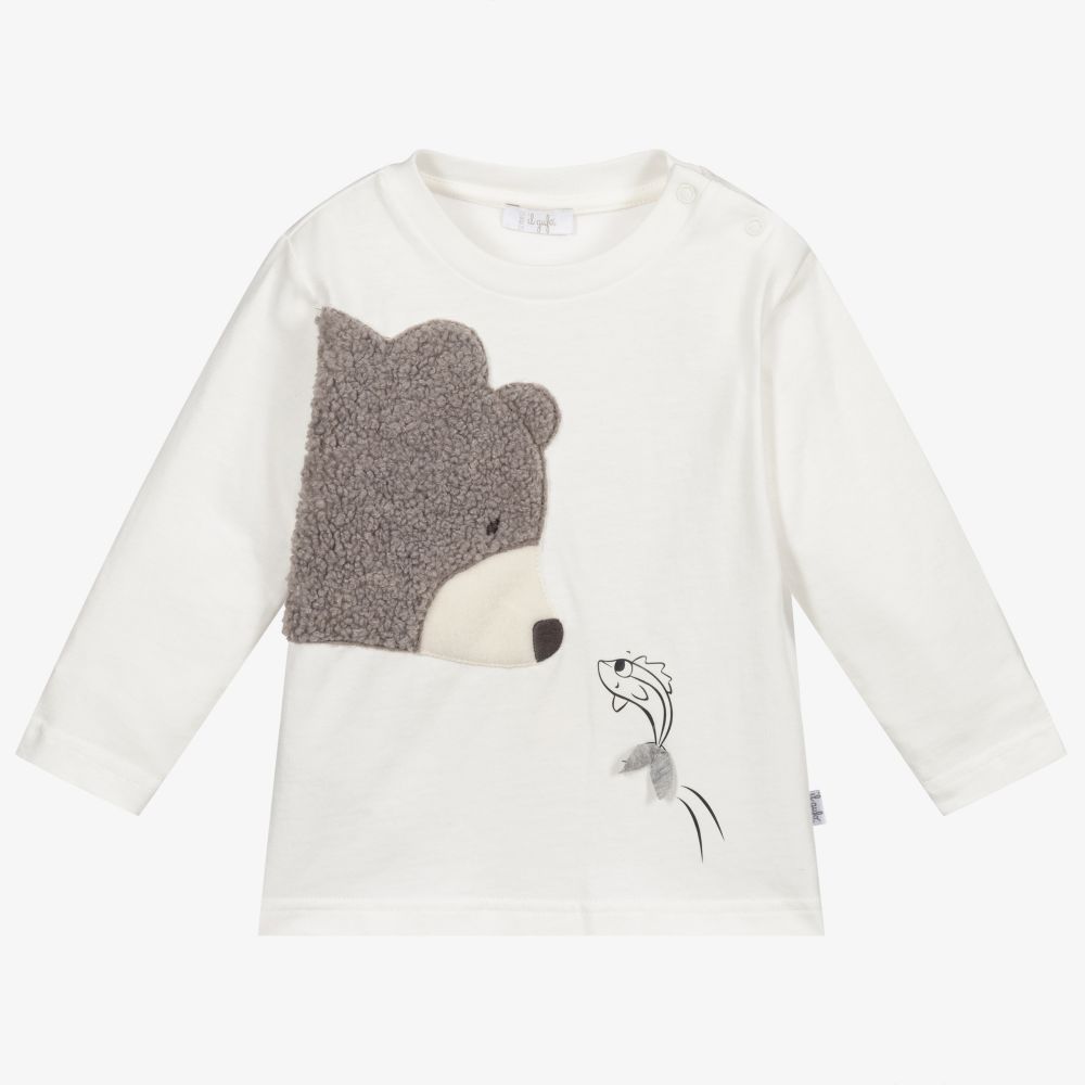 Il Gufo - Boys Ivory Cotton Bear Top | Childrensalon