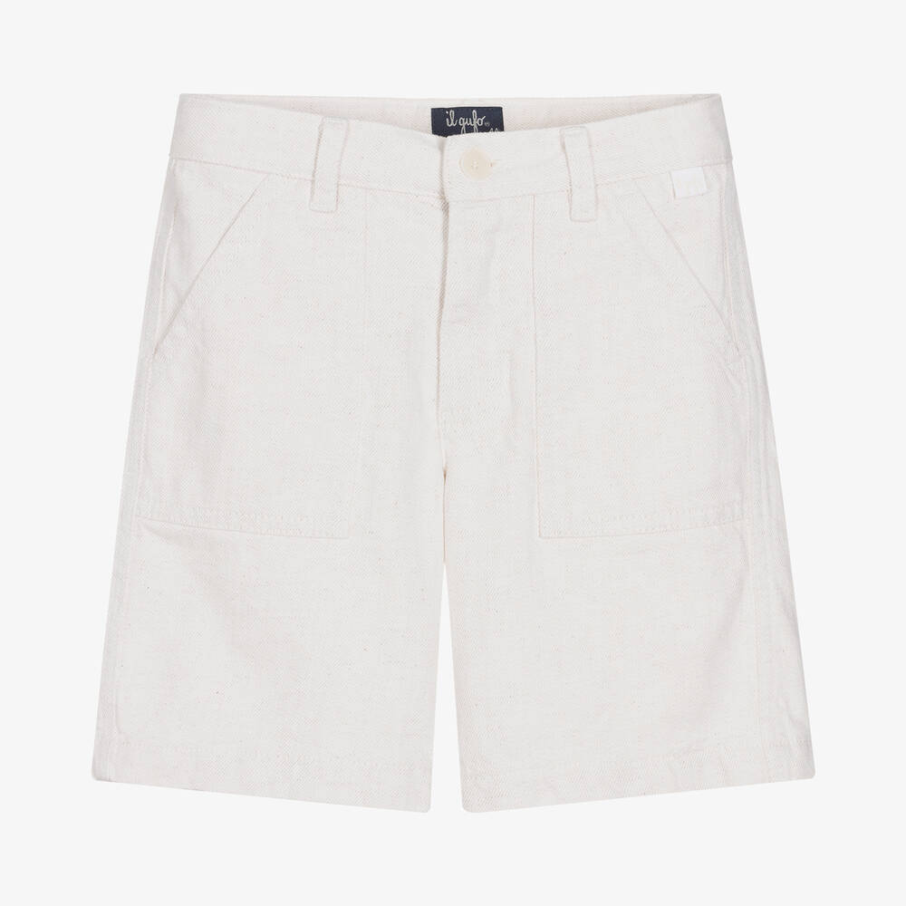 Il Gufo - Boys Ivory Cotton Bermuda Shorts | Childrensalon