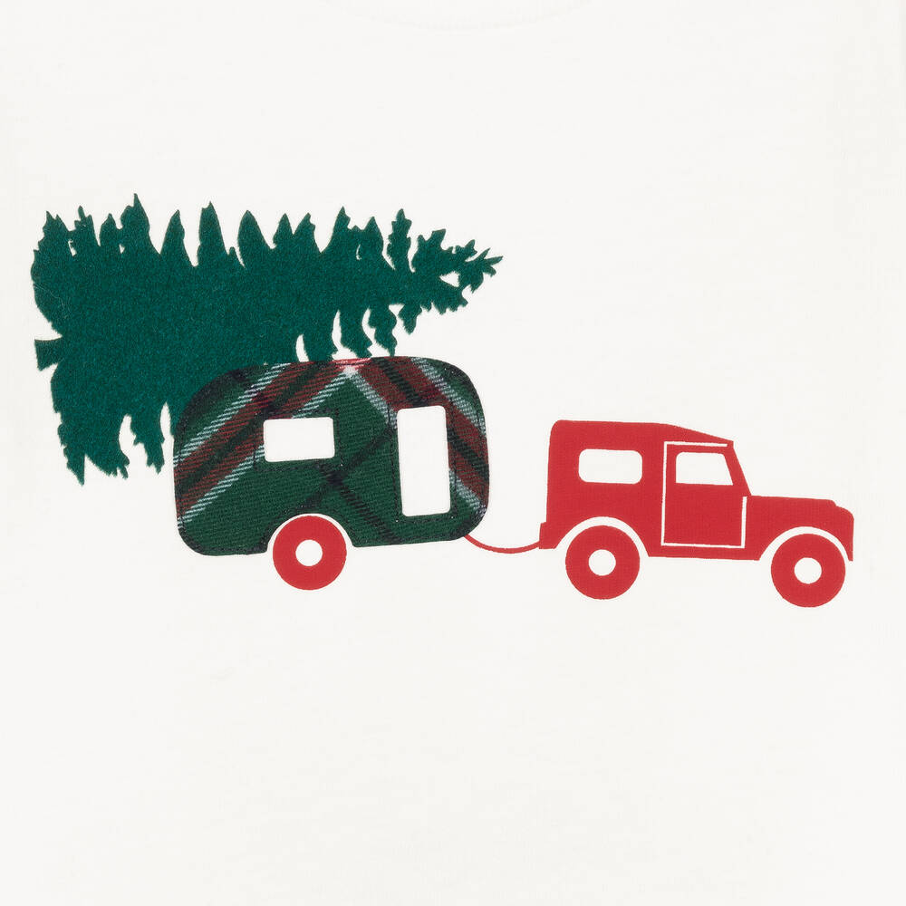 Il Gufo-Boys Ivory Festive Cotton Top | Childrensalon Outlet
