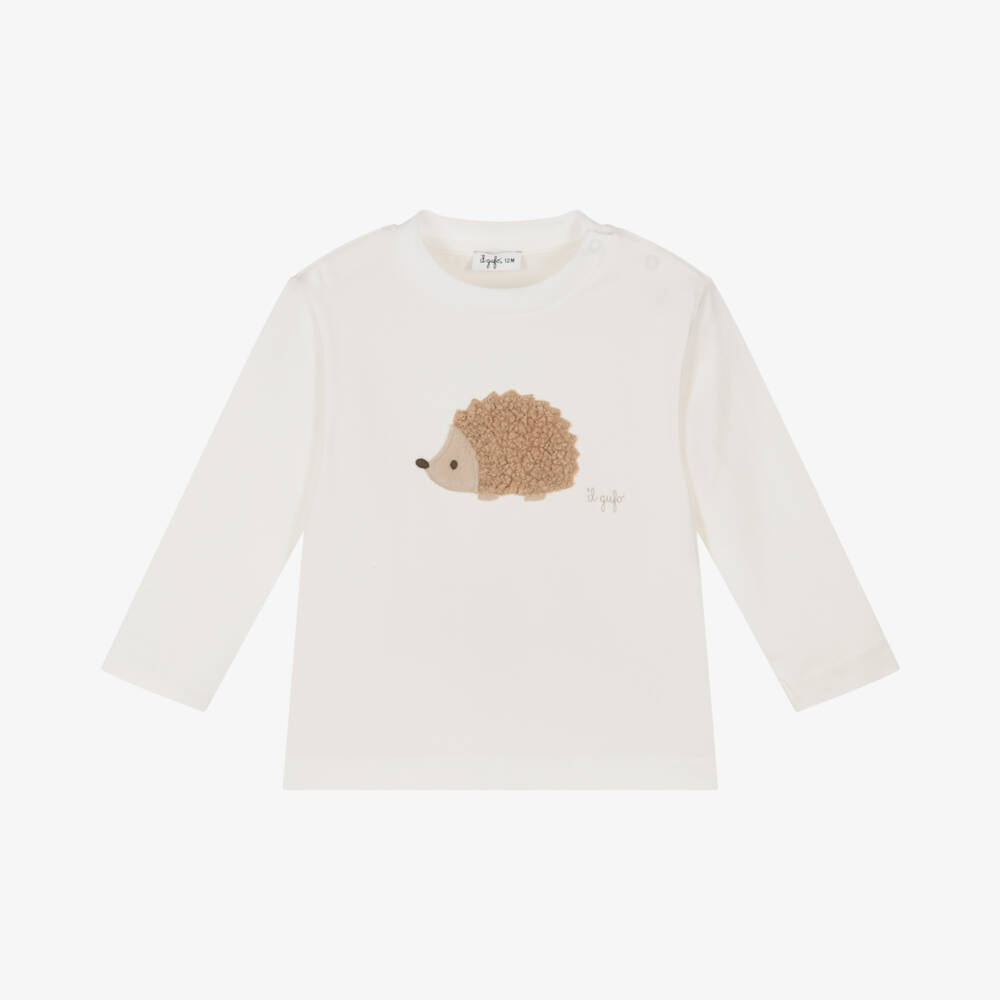 Il Gufo-Boys Ivory Hedgehog Jersey Top | Childrensalon Outlet