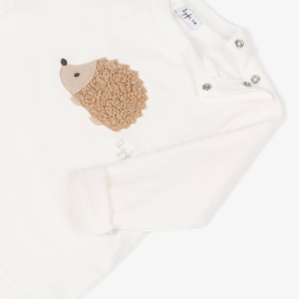 Il Gufo-Boys Ivory Hedgehog Jersey Top | Childrensalon Outlet